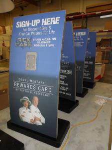 Two-sided Graphic Stands with Locking iPad Clamshells and Silicone Fabric Graphics -- Image 1