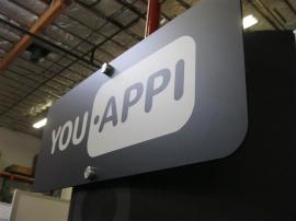 eSmart Custom Exhibit with Lightweight Aluminum Frame, Literature Racks, LED Luminators, Monitor Mounts, and Custom Counter -- Image 3