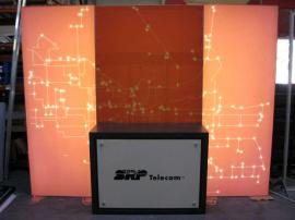 eSmart Custom Inline with (2) SEG Lightboxes, iPad Mount, Acrylic Standoff Graphic, and a FSC Certified Counter with Locking Side Doors -- Image 1