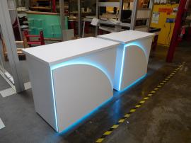 MOD-1556 Counter with Curved Facade, LED Accent Lights, and Locking Storage