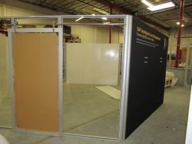 Gravitee Meeting Pod with Sliding Doors, Monitor Mounts, and Graphics (in the shop)