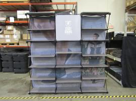 Modified FG-116 Quadro Pop Up Displays with Shelves, Direct Print Graphic, and Rear Fabric Graphic