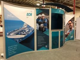 Modified VK-2066 Hybrid Display with Canopy, Locking Storage, Tension Fabric Graphics, and Reception Counter