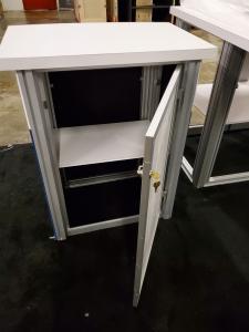 GOD-1559 Modular Counter with Fabric Graphic, Locking Storage, and Internal Shelf -- Rear View