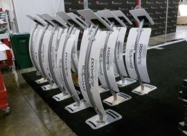 (12) MOD-1336 iPad Kiosks with Locking Clamshell, Swivel Mount, and Halo and Wing Graphics -- View 2