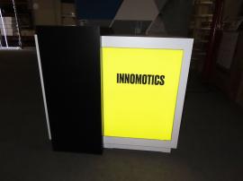 MOD-1730 Custom Backlit Counter with Fabric Graphic, (2) Wireless Charging Pads, and Locking Storage