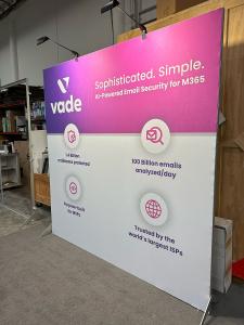 RENTAL: RE-1052 Sunrise Inline Design with 116" Wide x 90" High SEG Extrusion Frame, (2) LED Arm Lights, SEG Fabric Graphics