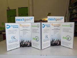 (2) FT-01 Folding Fabric Tabletops with Three Panels and Graphics