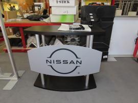 SYM-411 Portable Counter with Graphic and MOD-1329 iPad Swivel Mount with Locking Clamshell Tray