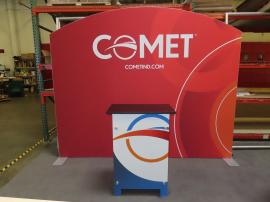 SYK-1035 Symphony Portable Display with (2) SEG Tension Fabric Graphics, and SYM-407 Portable Counter with Locking Storage