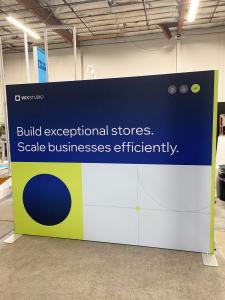 RENTAL: RE-1089 10’ x 10’ Design with Extrusion Frame, SEG Fabric Graphic, and Baseplates -- View 2