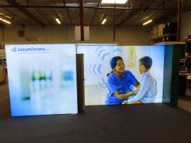 VK-2984 SuperNova LB Exhibit with Backlit Tension Fabric Graphics, Wood Ceilings, and Locking Closet