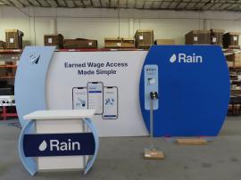 VK-6002 Modular Hybrid Exhibit with Fabric Graphics, Backlighting, MOD-1550 Reception Counter with Locking Storage, MOD-1369 iPad Stand with Graphics, and Monitor Mount -- View 2