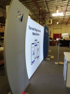 VK-6002 Modular Hybrid Exhibit with Fabric Graphics, Backlighting, MOD-1550 Reception Counter with Locking Storage, MOD-1369 iPad Stand with Graphics, and Monitor Mount -- View 4