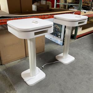 (2) Modified MOD-1435 Portable Tables with Powder-coated Post, Cubby Shelf, and Programmable RGB LED Accent Lights