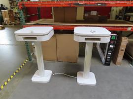 (2) Modified MOD-1435 Portable Tables with Powder-coated Post, Cubby Shelf, and Programmable RGB LED Accent Lights -- View 2