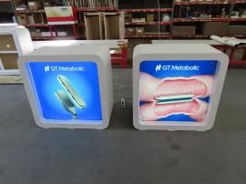 (2) MOD-1573 Curved Backlit Counters with Plex Graphics and Locking Storage