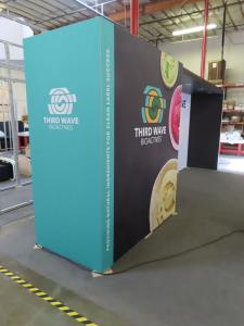 Modified Gravitee GK-2989 Modular Inline Exhibit with Tension Fabric Graphics, Locking Closet, and MOD-1724 Counter with Locking Storage -- View 2