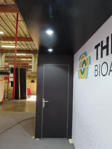 Modified Gravitee GK-2989 Modular Inline Exhibit with Tension Fabric Graphics, Locking Closet, and MOD-1724 Counter with Locking Storage -- View 4