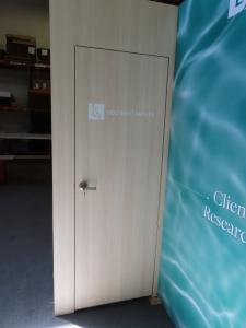 Custom SuperNova Lightboxes Exhibits with Storage Closet and Monitor Mount. Reconfigures to (2) 10 x 10 Displays -- View 2