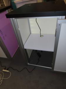 (2) MOD-1701 Backlit Pedestals with Fabric Graphics, Electrical Grommets, and Locking Storage -- View 3