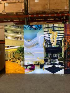 RENTAL: RE-2046 LED Lightbox @ 228" Wide x 95" High with Two Separate Frames, (2) Fabric Blocker Panels, Baseplates, and SEG Backlit Fabric Graphics