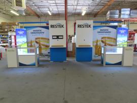 (2) Custom Hybrid Inlines with Backlit and Non-backlit Graphics, Header, Monitor Mount, and Product Display Counters with Open Storage