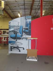 SYK-2006 Symphony Portable Display with SEG Tension Fabric Graphic, Backwall Workstation Counter, and (2) Wireless Charging Pads -- View 2