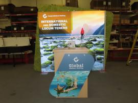 Modified VK-1961 SuperNova Backlit Display with SEG Tension Fabric Graphic and MOD-1560 Pedestal with Graphic and Locking Storage -- View 2