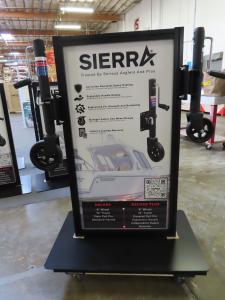 (5) Custom Product Displays with Double-Sided Graphics, Product Attachments, and Powder-coated Aluminum Frames (Dims:  36" W x 48" H)