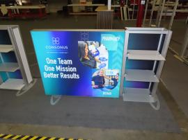 (3) VK-0005 Backlit Tabletop Displays with SEG Fabric Graphics, Aluminum Extrusion Frame, and (3) Shelves -- View 4