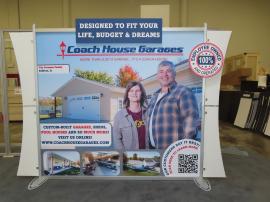 VK-1220 Sacagawea Portable Display with Tension Fabric Graphic Sintra Wings, Direct Print Header and Floating Graphic, and LED Stem Lights