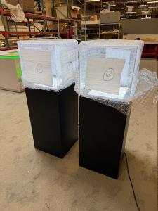 Custom Display Arch with Halo Lit Logo, RGB Programmable Lighting, Adjustable Shelves, and Product Displays -- View 7