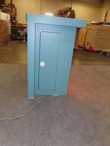 MOD-1731 Backlit Pedestal Counter with Locking Storage and Fabric Graphic -- View 3