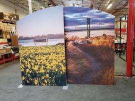 Reconfigurable Symphony Portable Display with Privacy Wall, Tension Fabric Graphics, and (2) LTC-131 Pedestals with with Locking Storage -- 10 x 10 Version